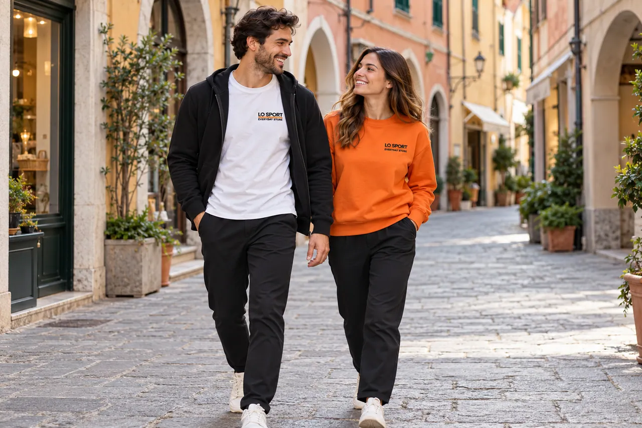 Ropa de hombre y mujer Lo Sport para pasear por la ciudad